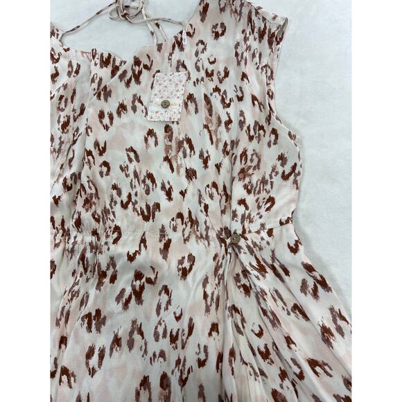 NWT Free People Printed Mini Short Dress Ivory Combo Medium Open Back Coastal - Picture 7 of 10